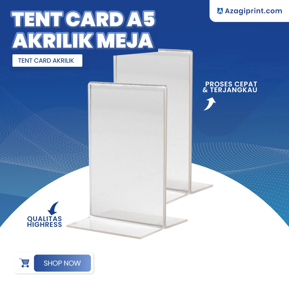 Tent Card A6, A5, A4, A3 Akrilik Display Bening Tempat Brosur Berdiri