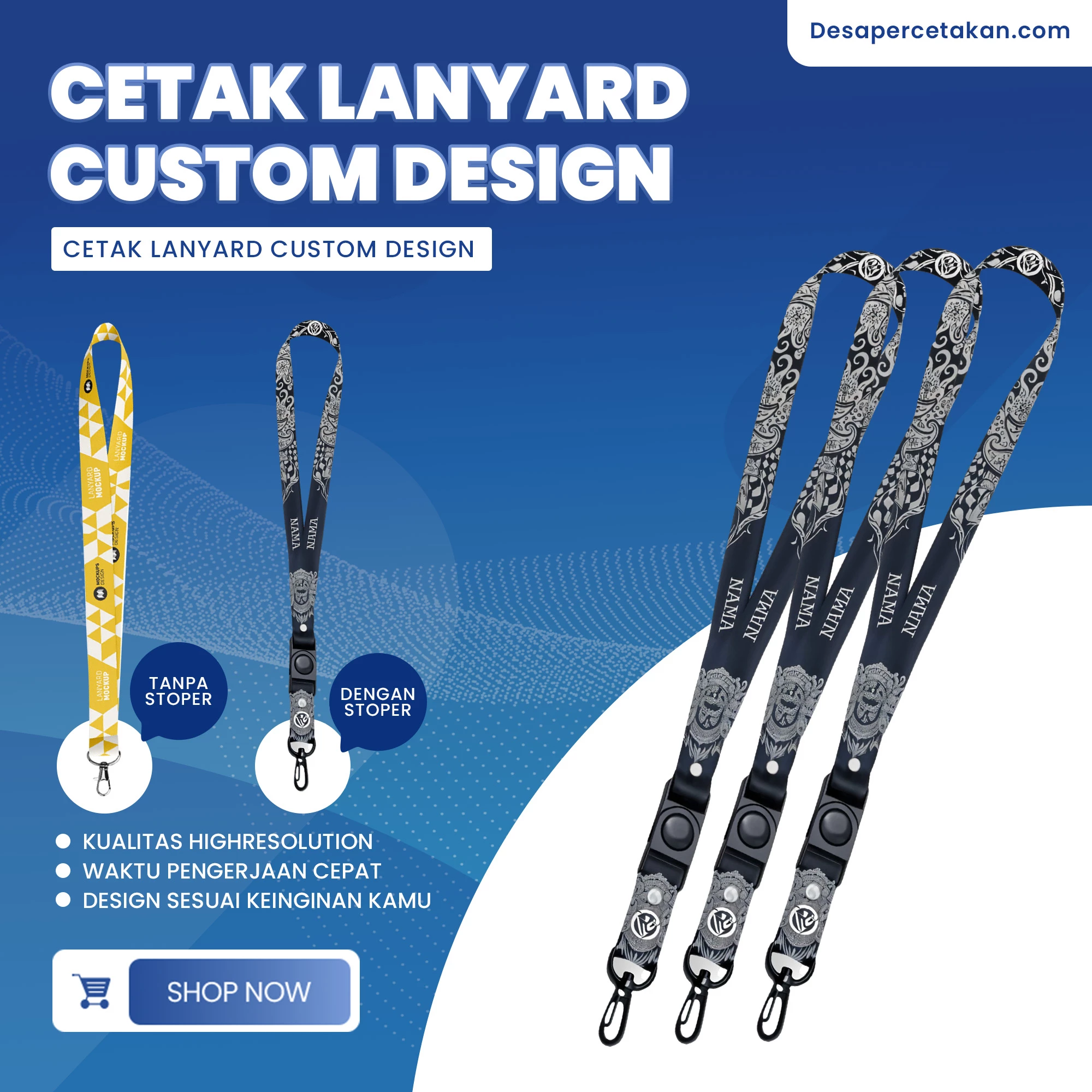 Cetak lanyard Custom | 1 Dan 2 Sisi