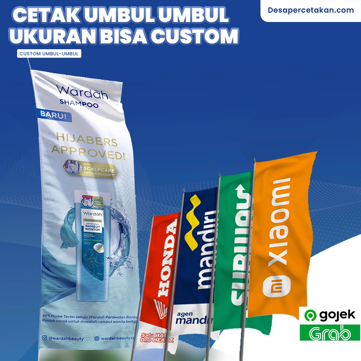 Cetak Umbul Umbul Custom Full Color Bendera Panjang atau Panji Acara