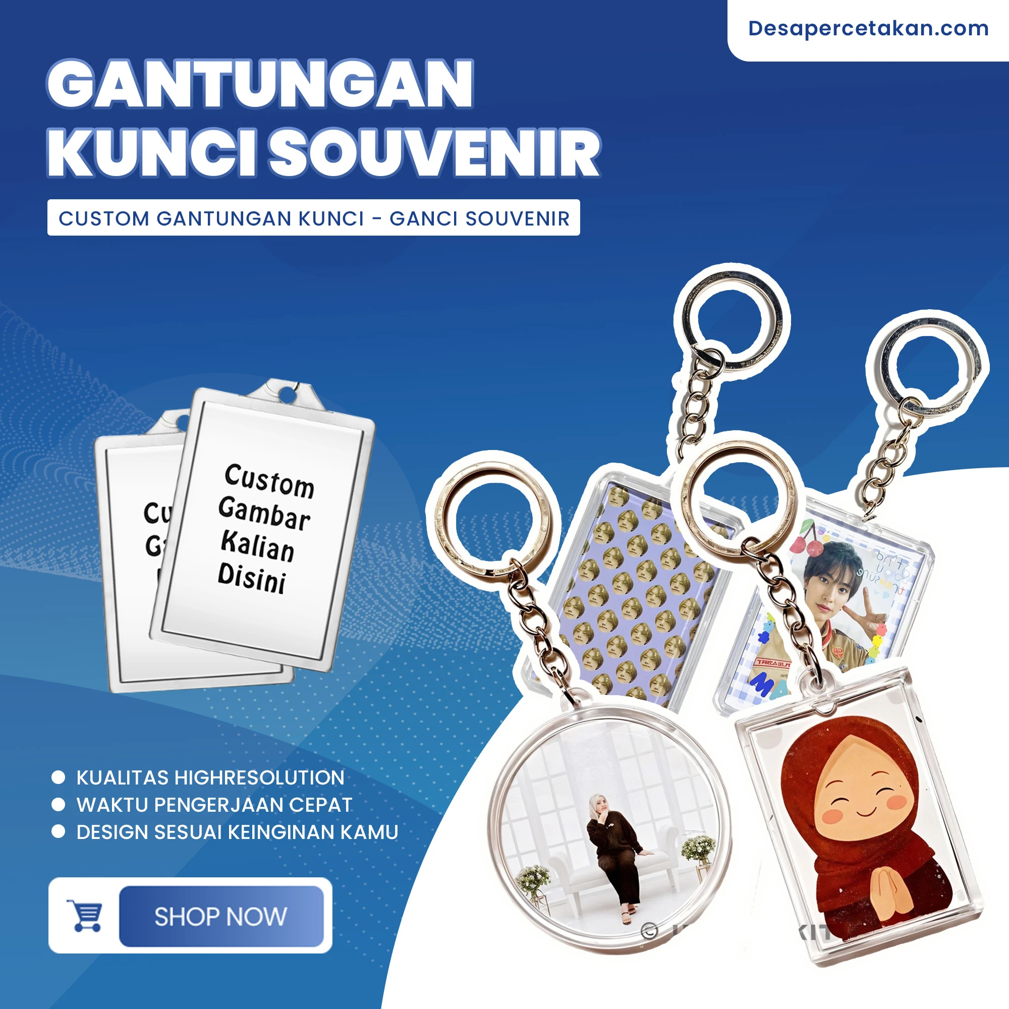 Custom Gantungan Kunci Insert Print - Ganci Souvenir