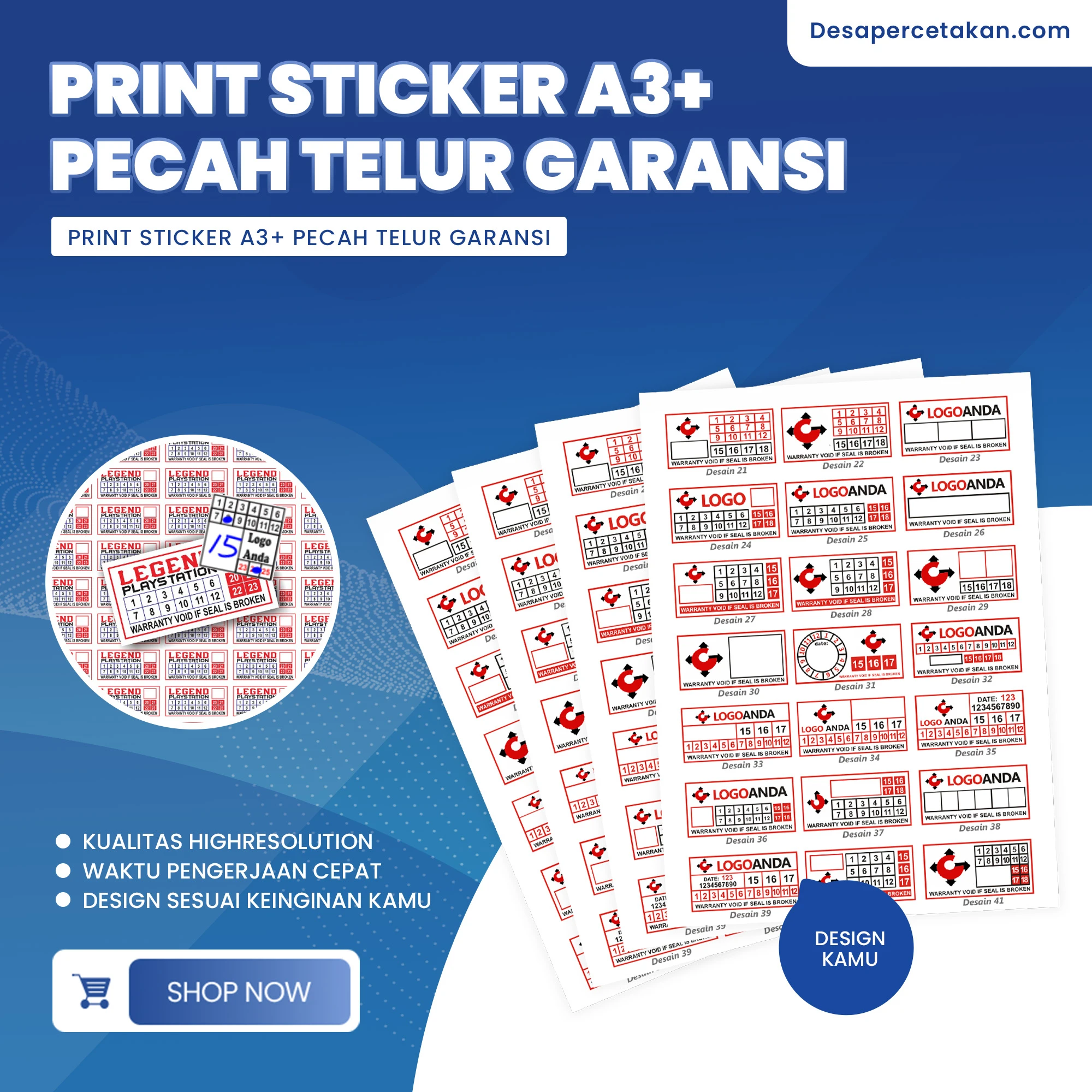 Print Sticker Pecah Telur Cetak Stiker A3+ Garansi