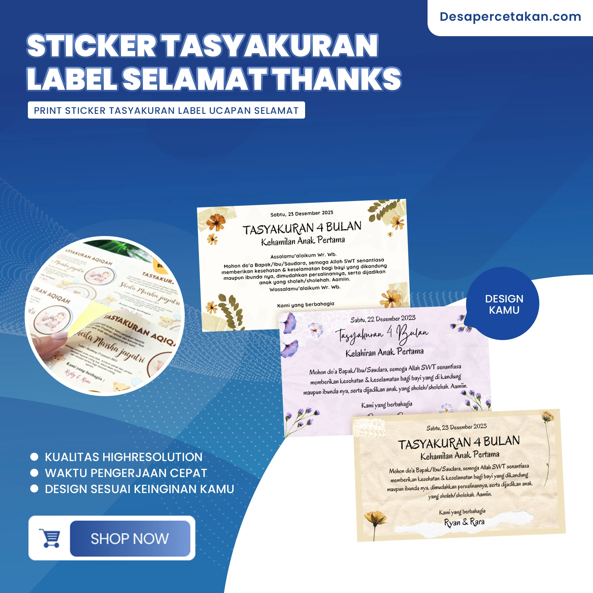 Print Sticker Tasyakuran Label Ucapan Selamat Thanks Paketan Free Potong