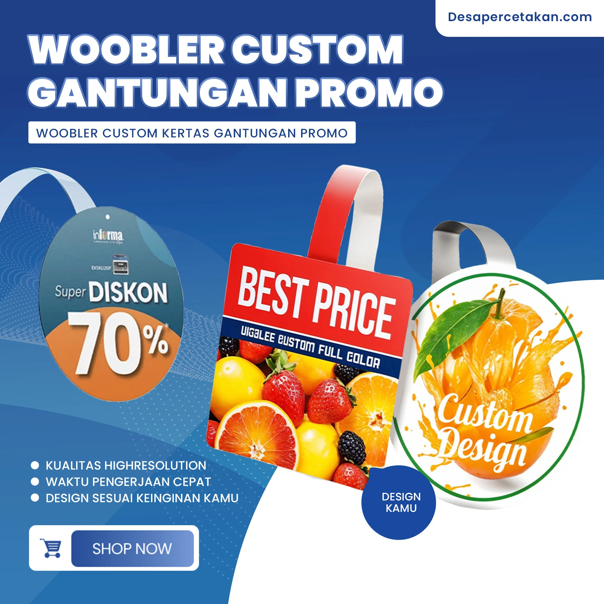 Cetak Woobler Custom | Print Kertas Gantungan Promo