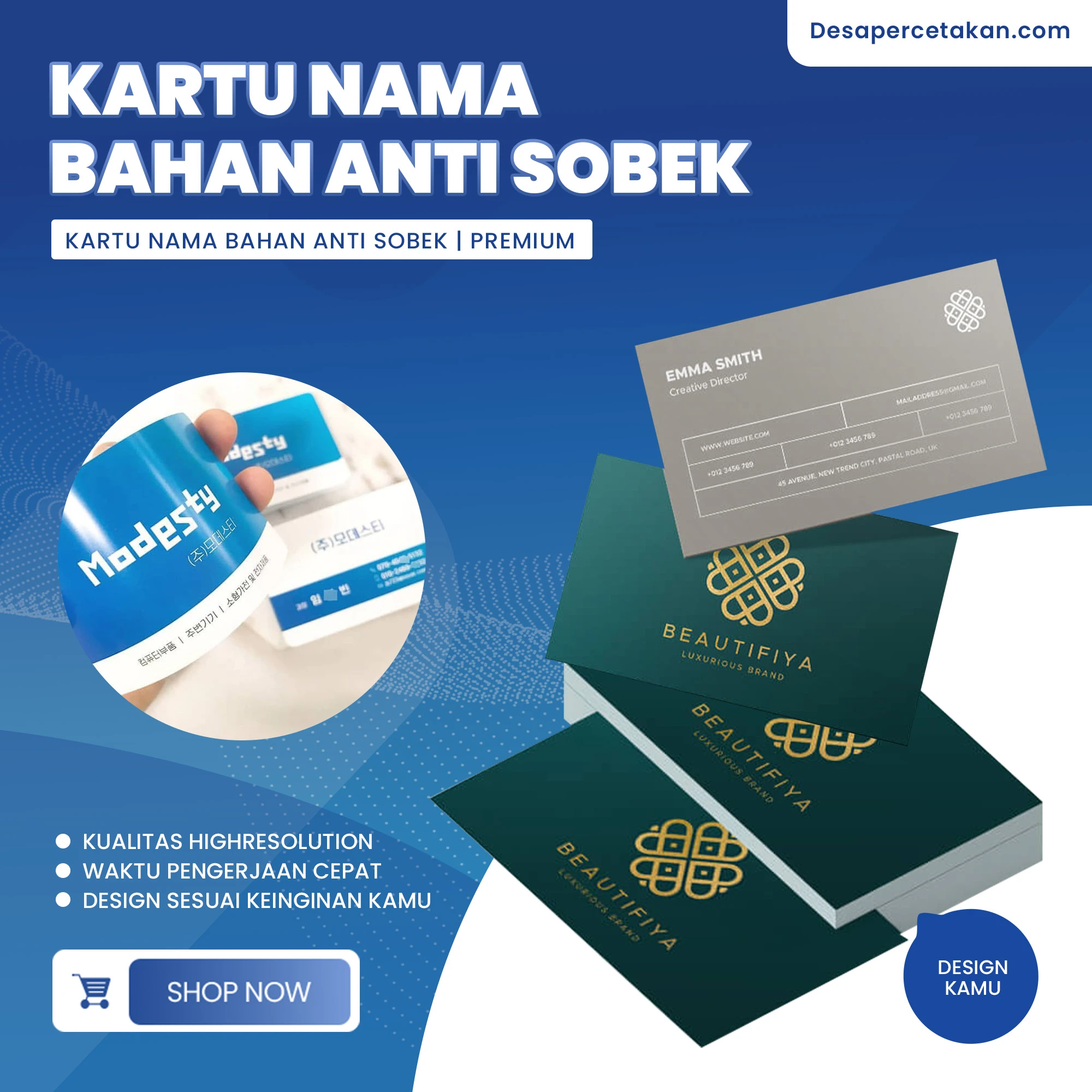 Kartu Nama Bahan Anti Sobek Newtop | Premium | LMO | PVC Tipis