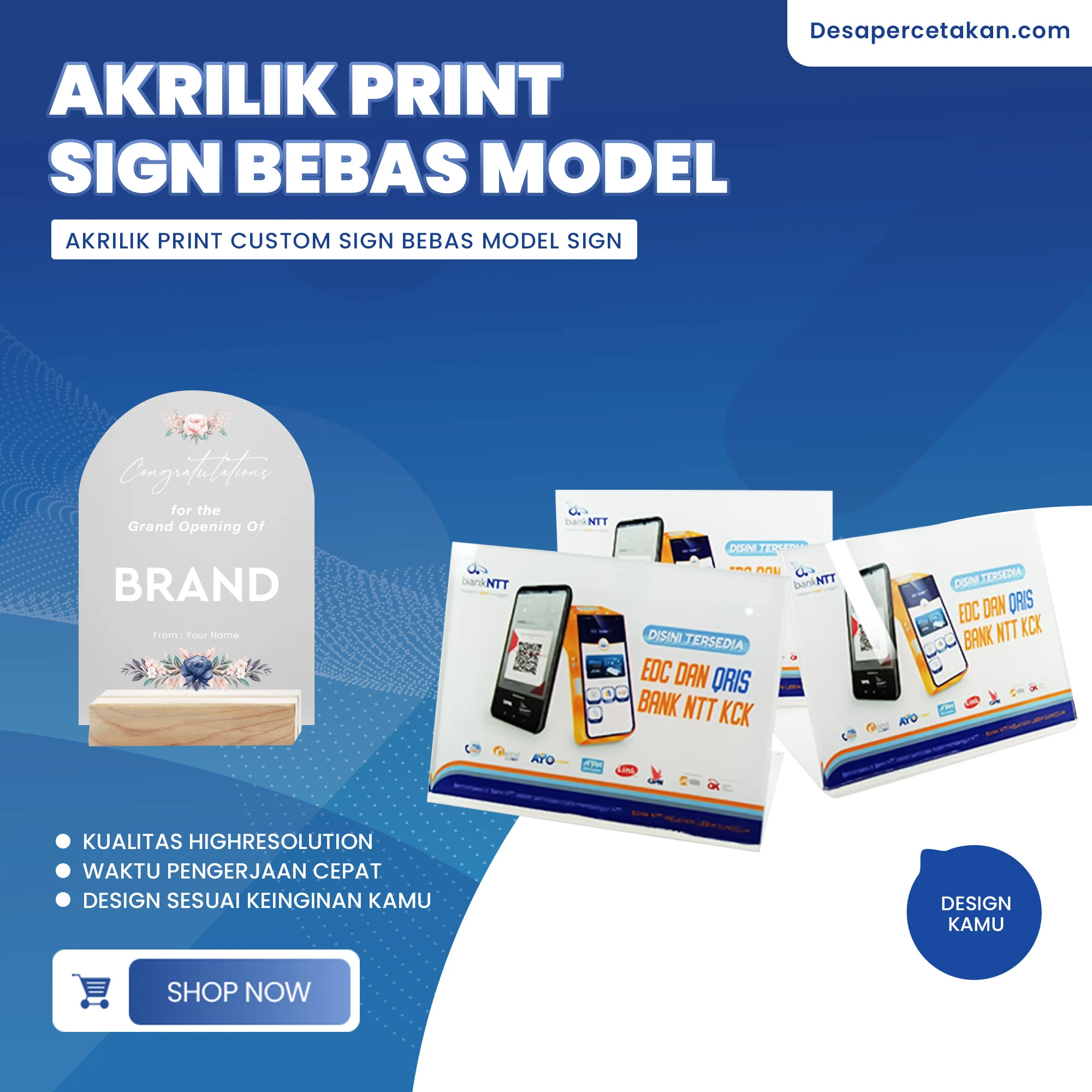 Akrilik Print Custom Sign Bebas Model Sign
