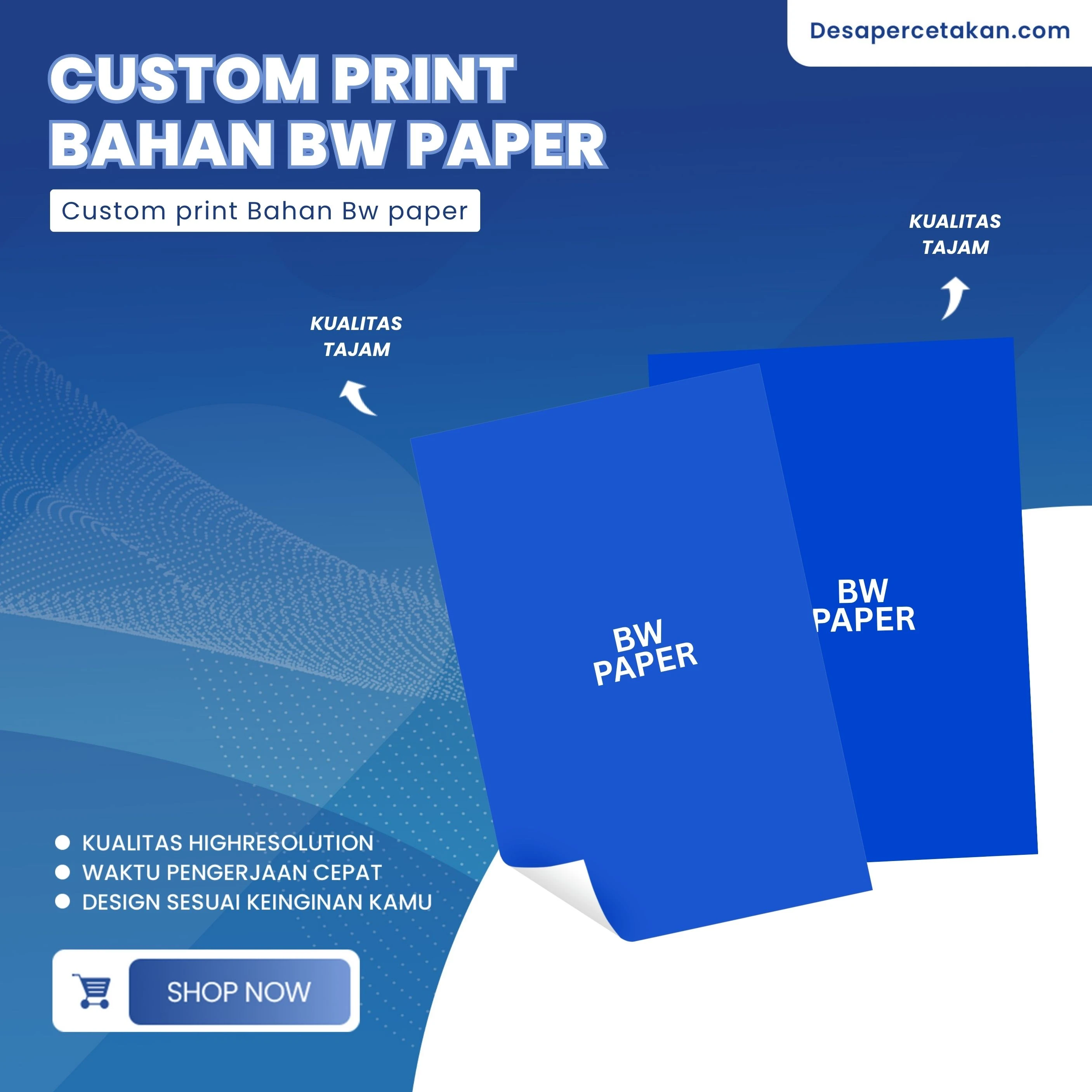 Custom print Bahan Bw | Blues White