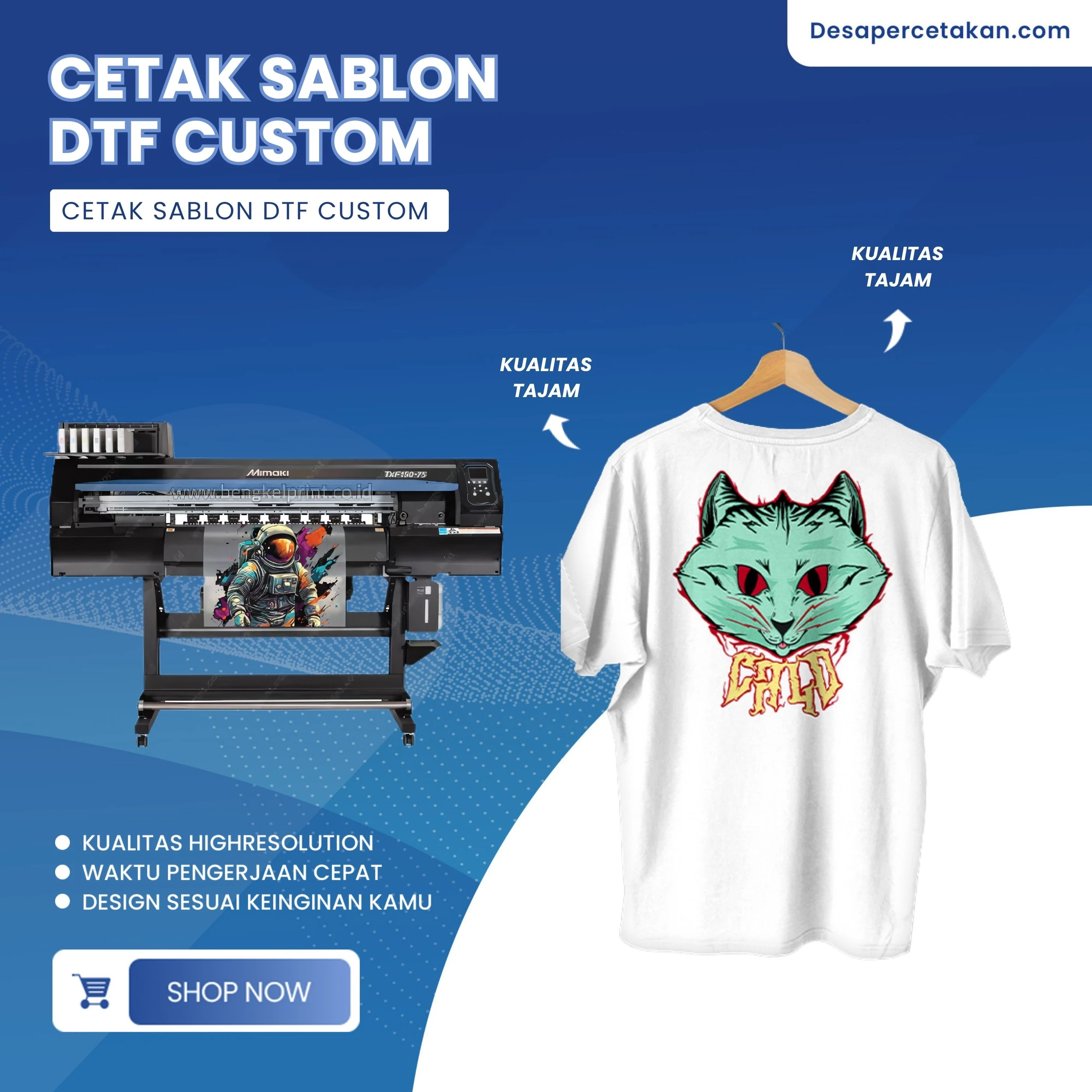 Cetak Dtf Custom Untuk Baju dan Media Kain lainnya