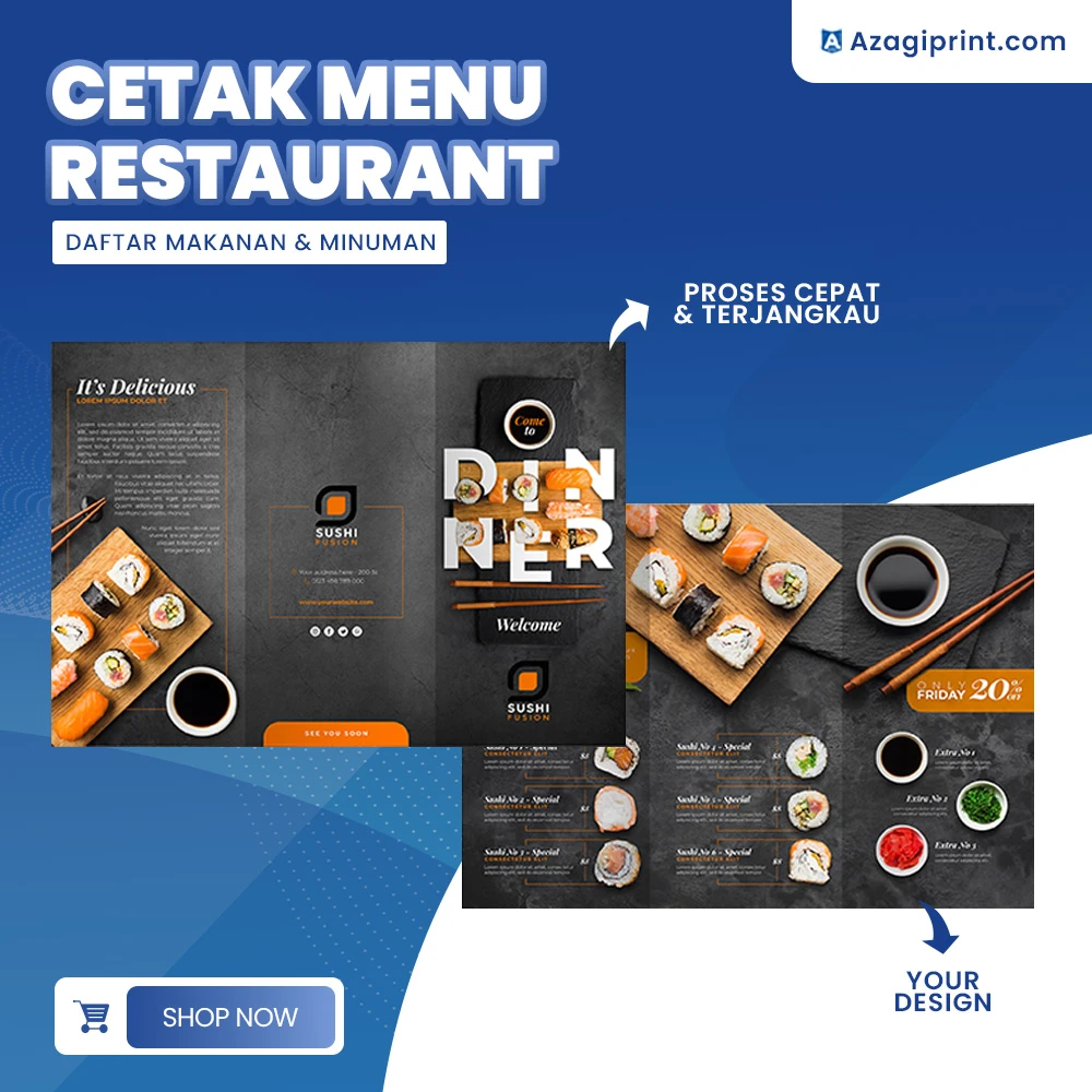 Cetak Menu Makanan & Minuman – Ukuran A4/A3, 1 Sisi / 2 Sisi