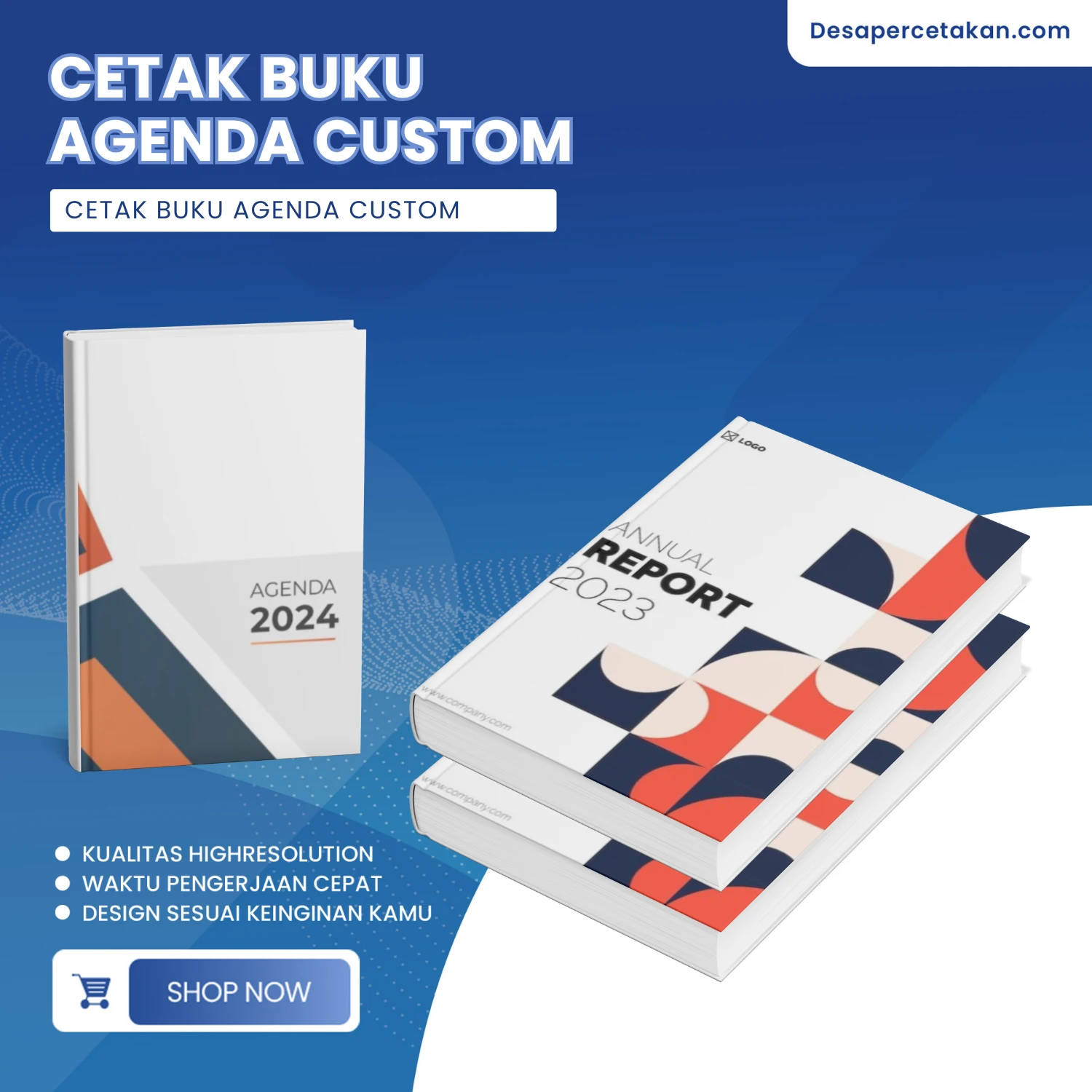 Cetak Buku Agenda Custom Logo + isi Gsm Size A6, A5 & A4 | isi 50 Halaman