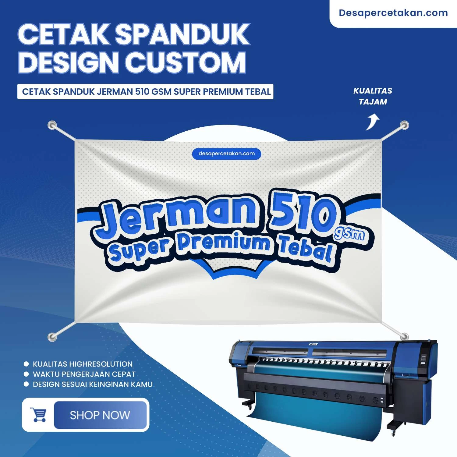 Cetak Spanduk Meteran Bahan Jerman 510 Gsm Super Premium Tebal