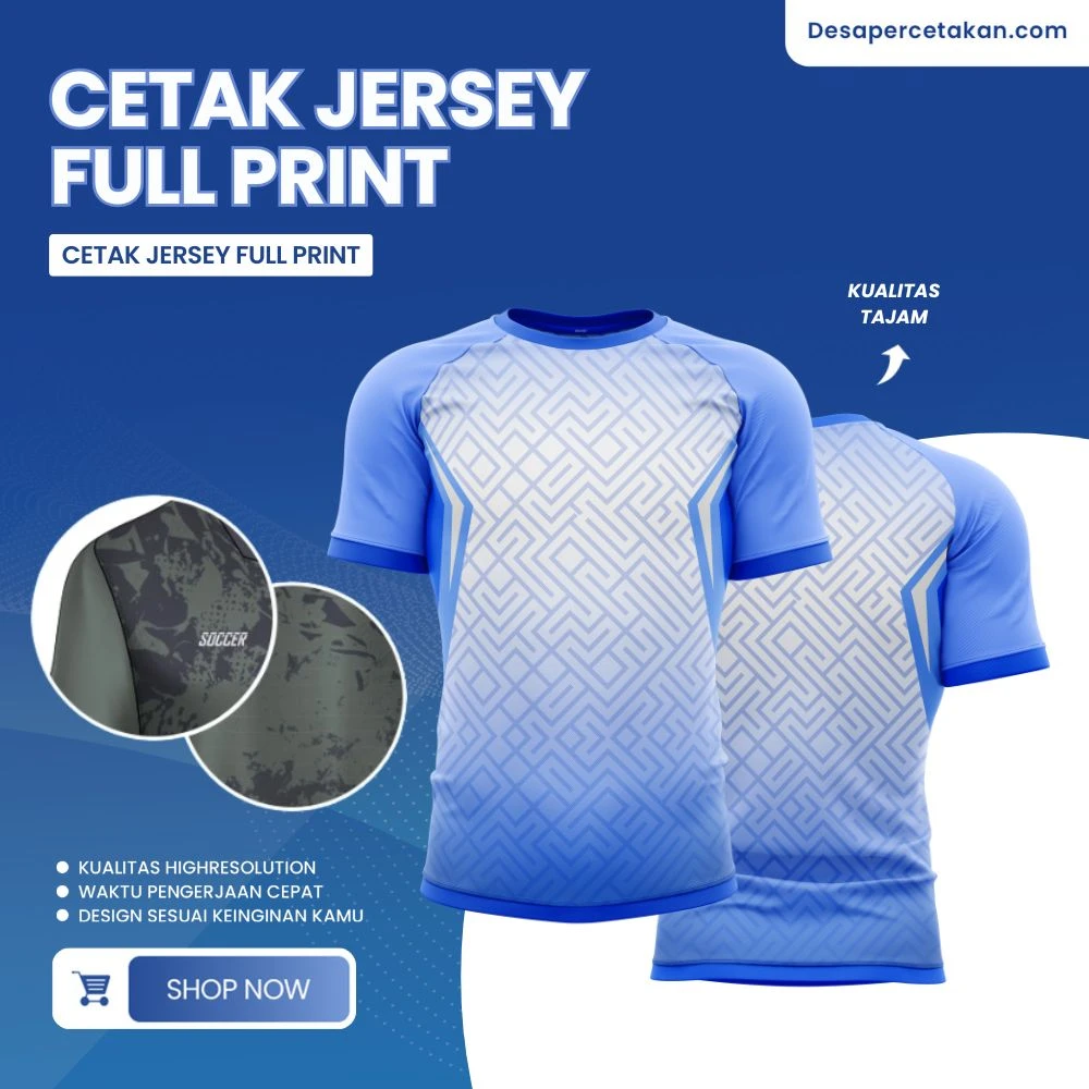 Custom Cetak Baju Jersey - Bisa Full Print S M L XL | Sablon Baju Football Volleyball Olahraga