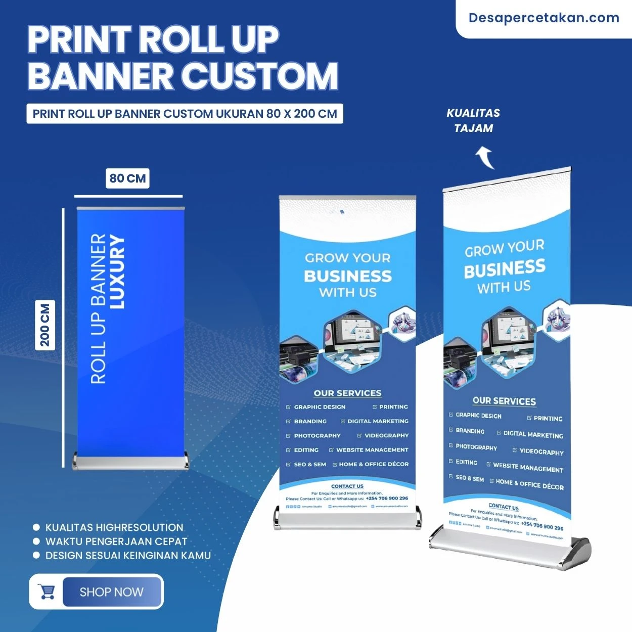 Roll Up Banner 80 x 200 cm– Media Promosi Praktis & Profesional