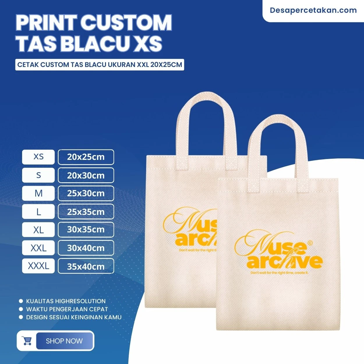 PROMO Custom Tas Blacu Godiebag Size Xs 20x25 Cm