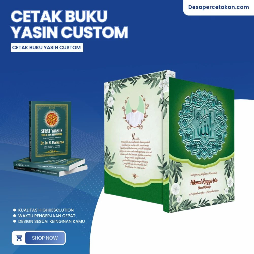 Cetak Buku Yasin Custom – Desain Elegan & Berkualitas Tinggi