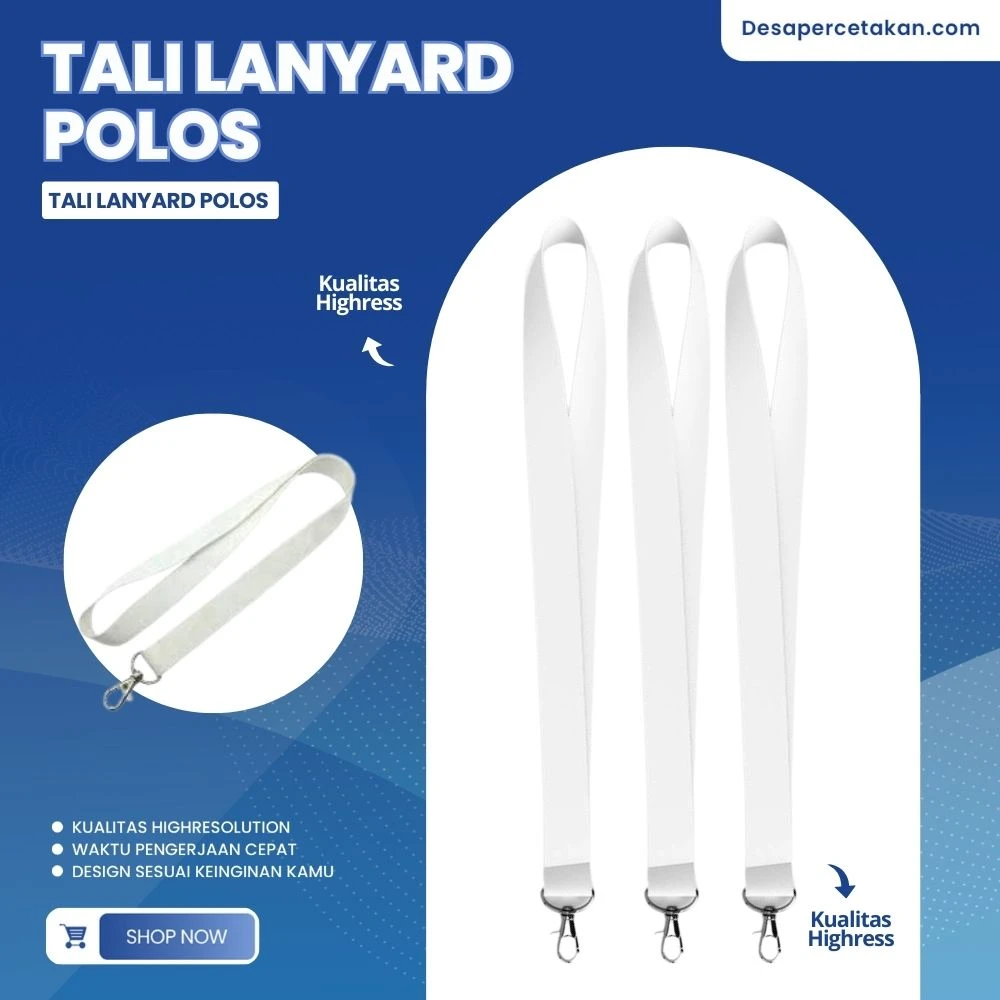 Tali Lanyard Putih Polos – Lanyard Polos untuk Berbagai Kebutuhan