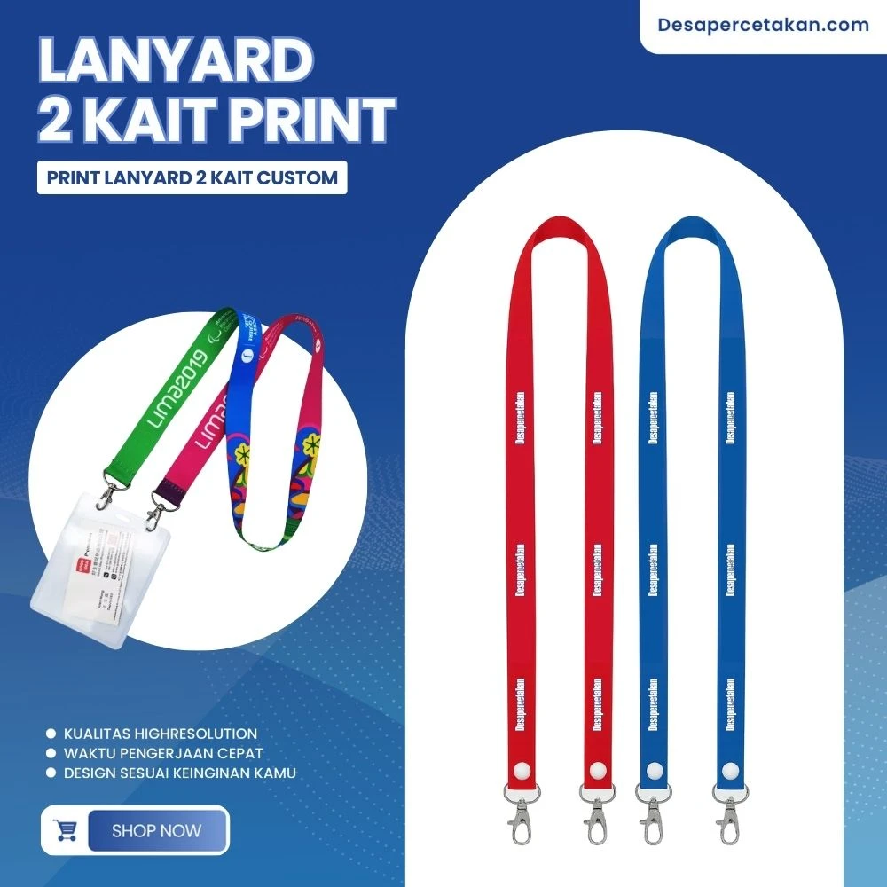 Lanyard 2 Kait Custom / Cetak Tali Lanyard 2 Kait