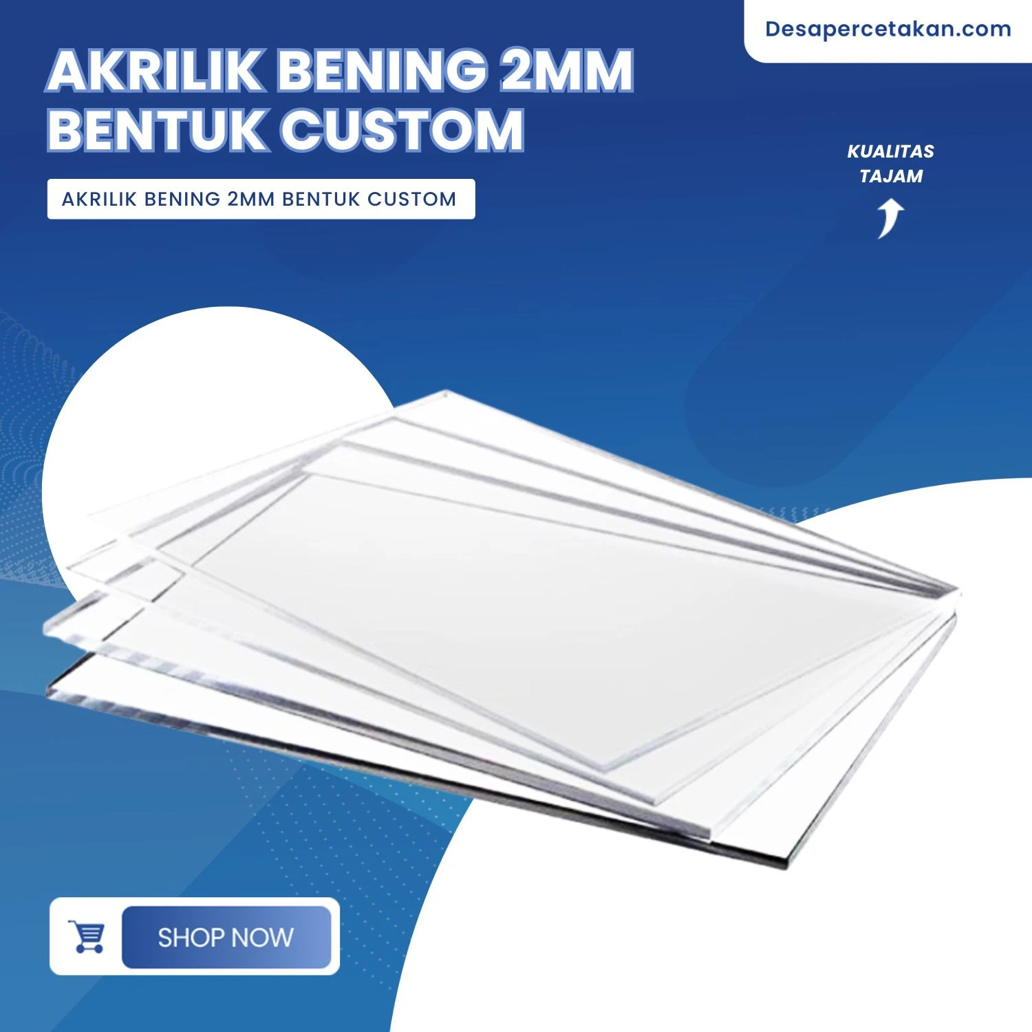 Akrilik Bening 2mm – Potong Bebas & Bentuk Custom - Desa Percetakan