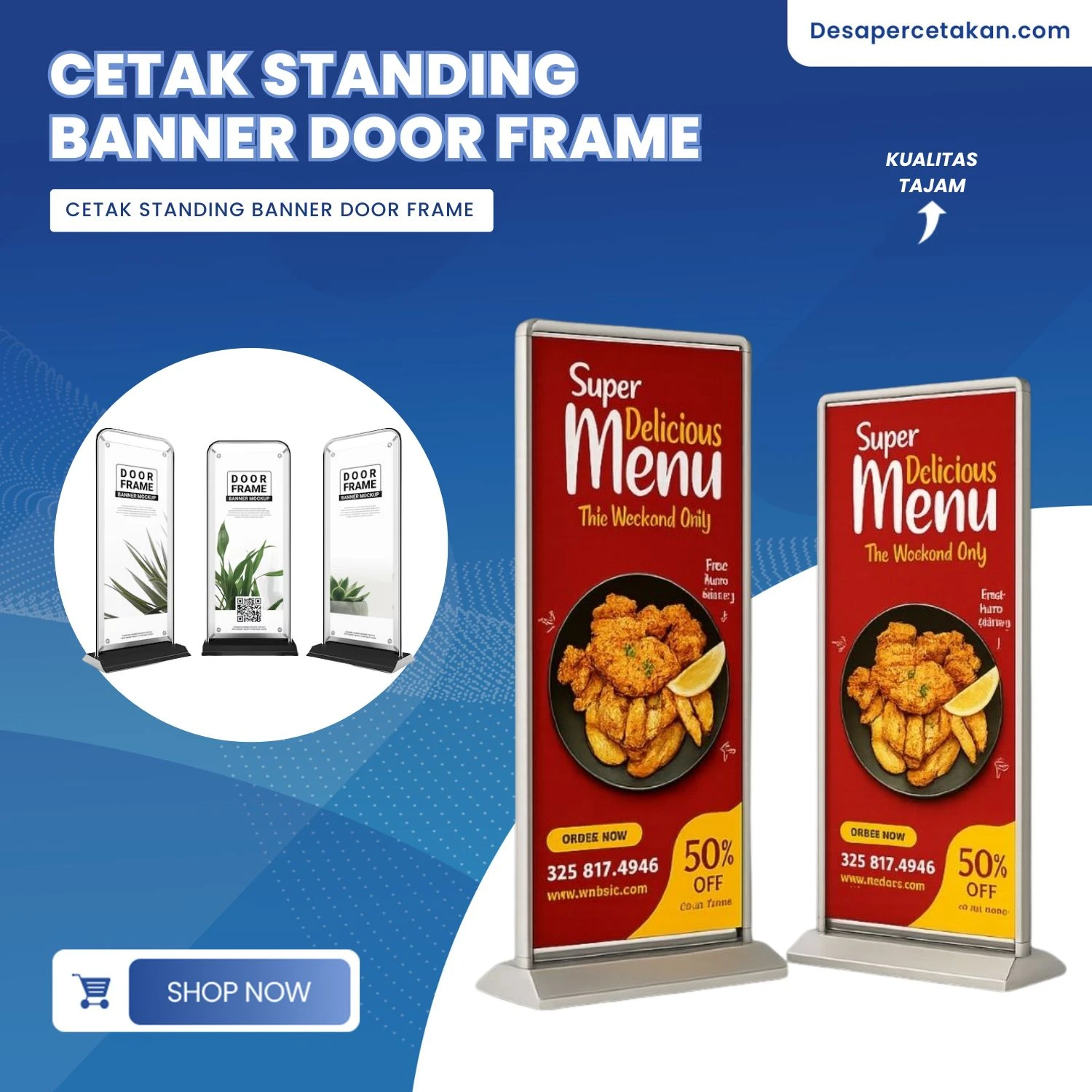 Cetak Standing Banner Door Frame 60 Cm x 160 Cm - Desa Percetakan