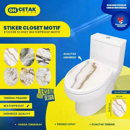Stiker Toilet Closet White Marmer Waterproof | Stiker Kloset Siap Tempel | Sticker ClosetWhite Marmer / Sticker Closet Superhero Pahlawan