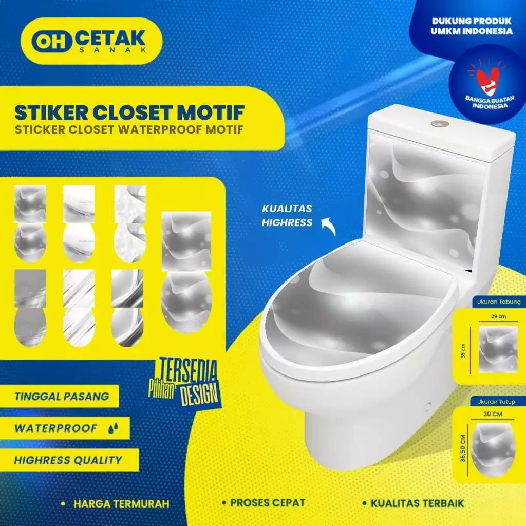 Stiker Toilet Closet [Sepasang] Silver Luxury Full Body | Stiker Kloset Full Siap Tempel | Sticker Closet Sunset / Sticker Closet