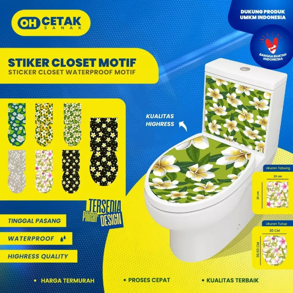 Stiker Toilet Closet [Sepasang] Jasmine Full Body | Stiker Kloset Full Siap Tempel | Sticker Closet Jasmine/ Sticker Closet Jasmine