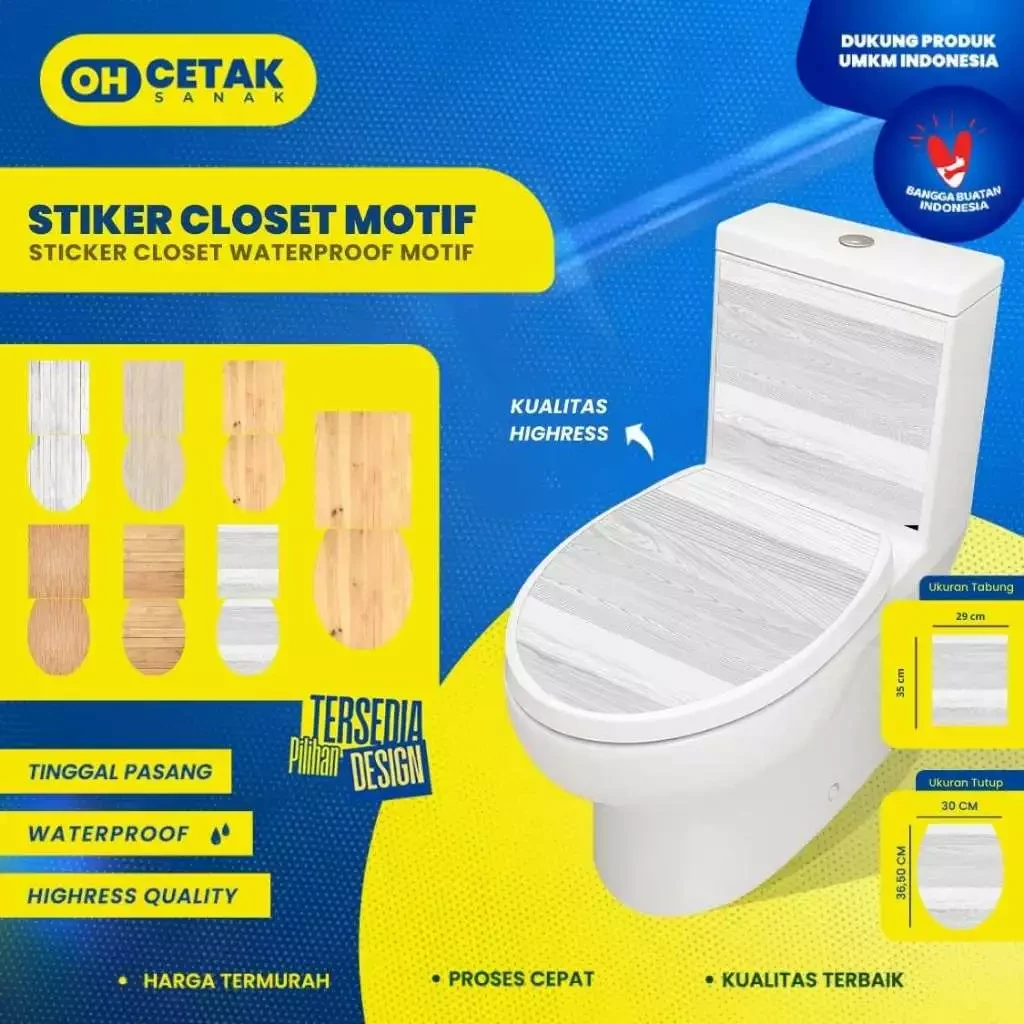 Stiker Toilet Closet [Sepasang] Wood Full Body | Stiker Kloset Full Siap Tempel | Sticker Closet Wood / Sticker Closet Wood