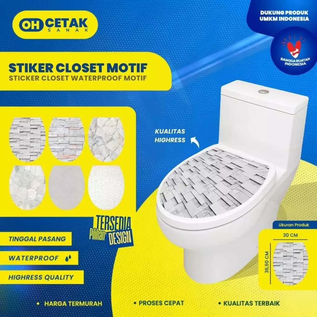Stiker Toilet Closet Wood Full Body | Stiker Kloset Full Siap Tempel | Sticker Closet Wood / Sticker Closet Wood