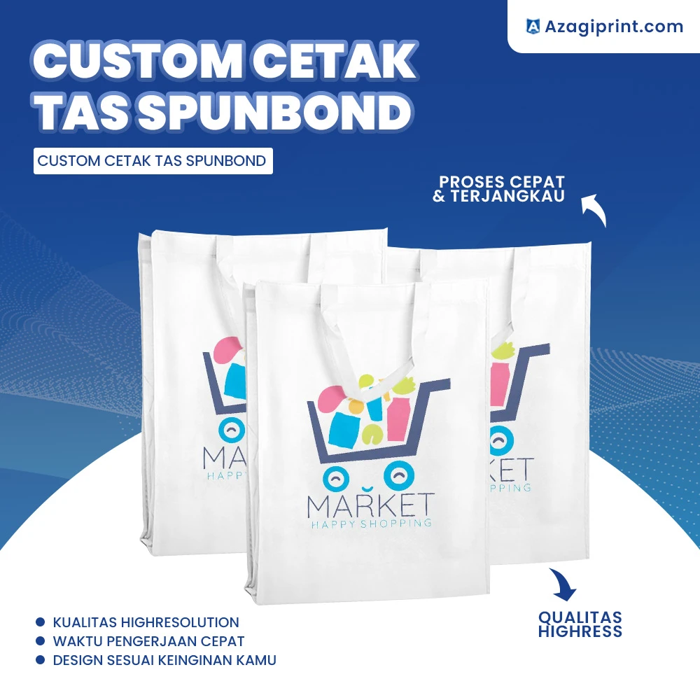 Sablon Cetak Tas Spunbond Custom Ukuran 30x40 2 Sisi