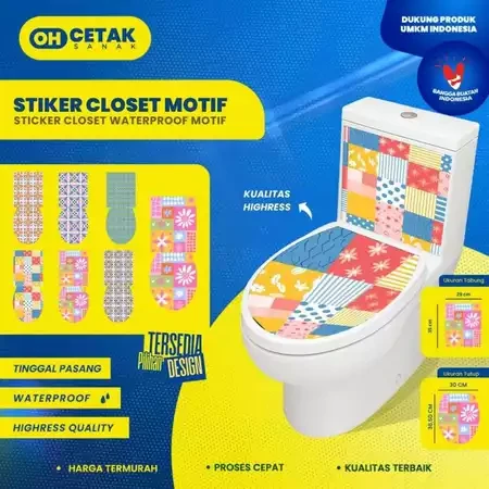 Stiker Toilet Closet [Sepasang] Patchwork Full Body | Stiker Kloset Full Siap Tempel | Sticker Closet Patchwork / Sticker Closet Patchwork