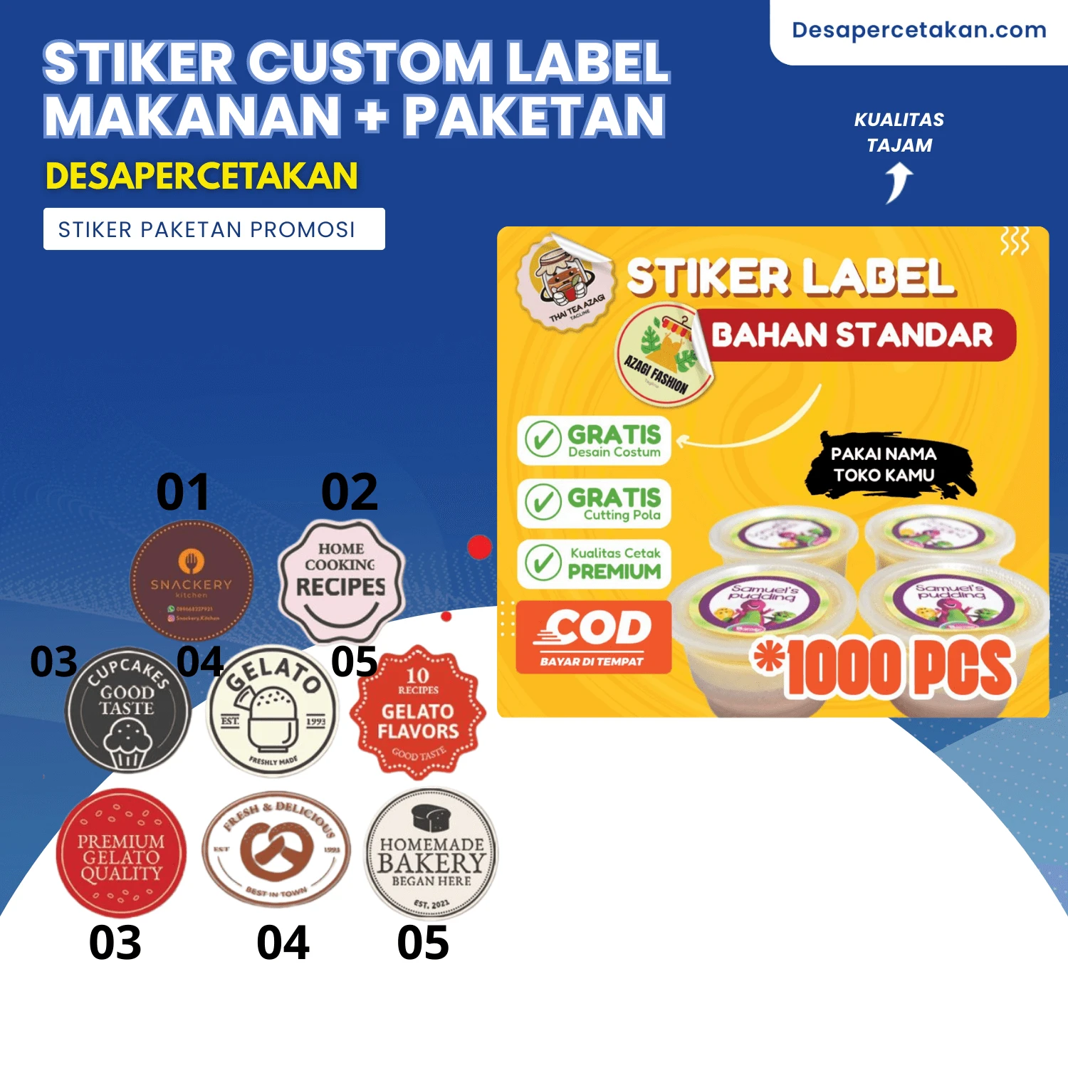 Paket Stiker Label Makanan UMKM Standart | Cromo 300-500-1000 Pcs