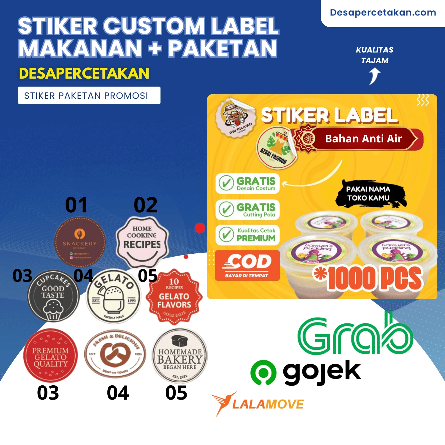 Paket Stiker Label Makanan UMKM Anti Air | Vinyl | isi 300-500-1000 Pcs