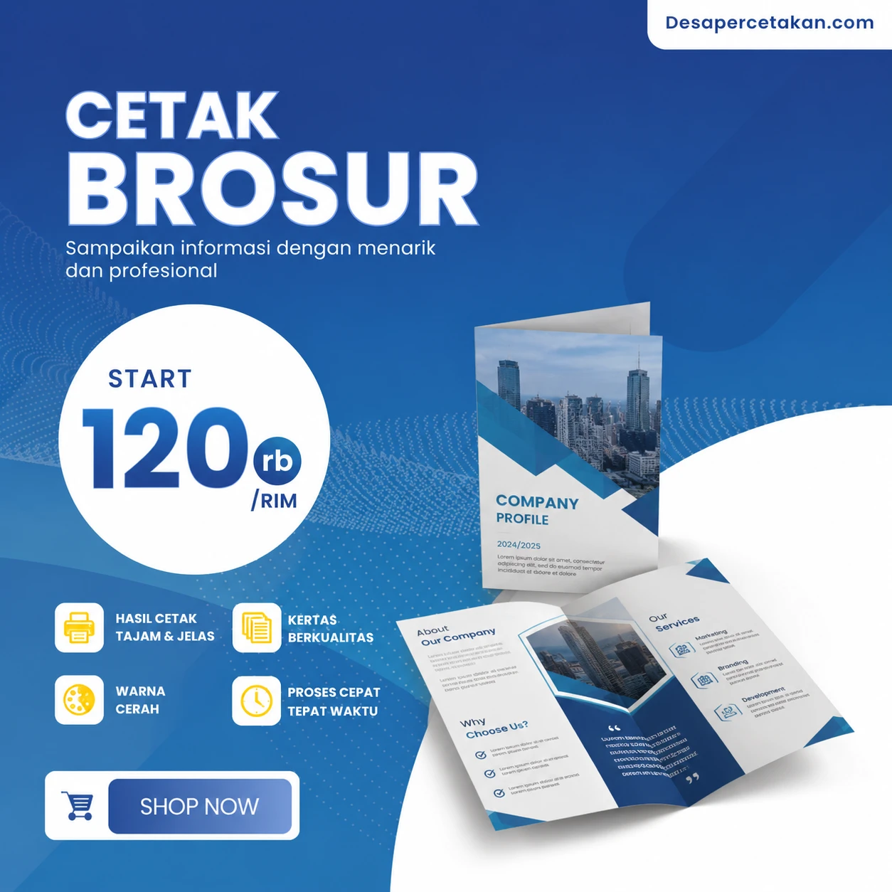 Brosur / Flayer A5 ( Paket Super Hemat ) Bahan Art Paper 120 Gsm