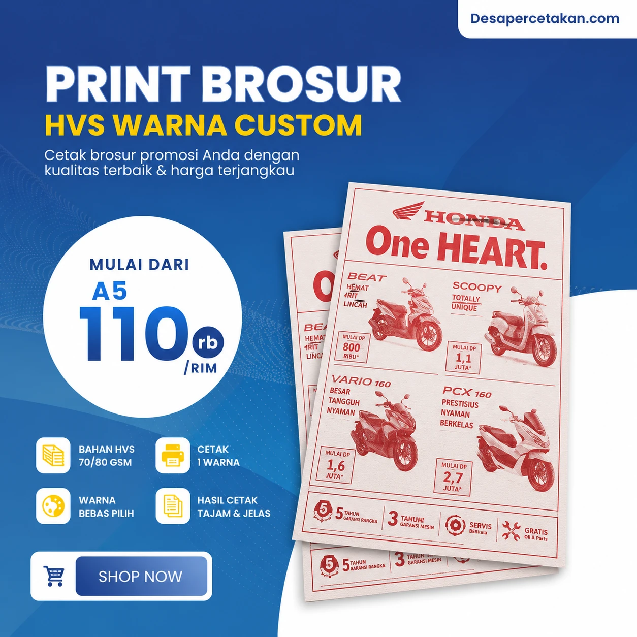 Print Brosur HVS Warna Custom