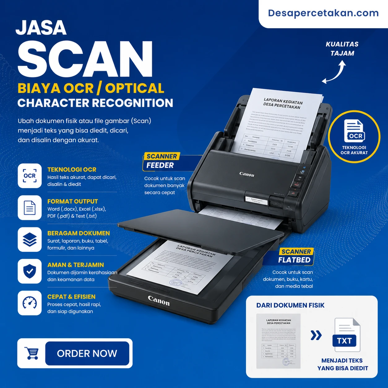 Jasa Scan Biaya OCR / Optical Character Recognition