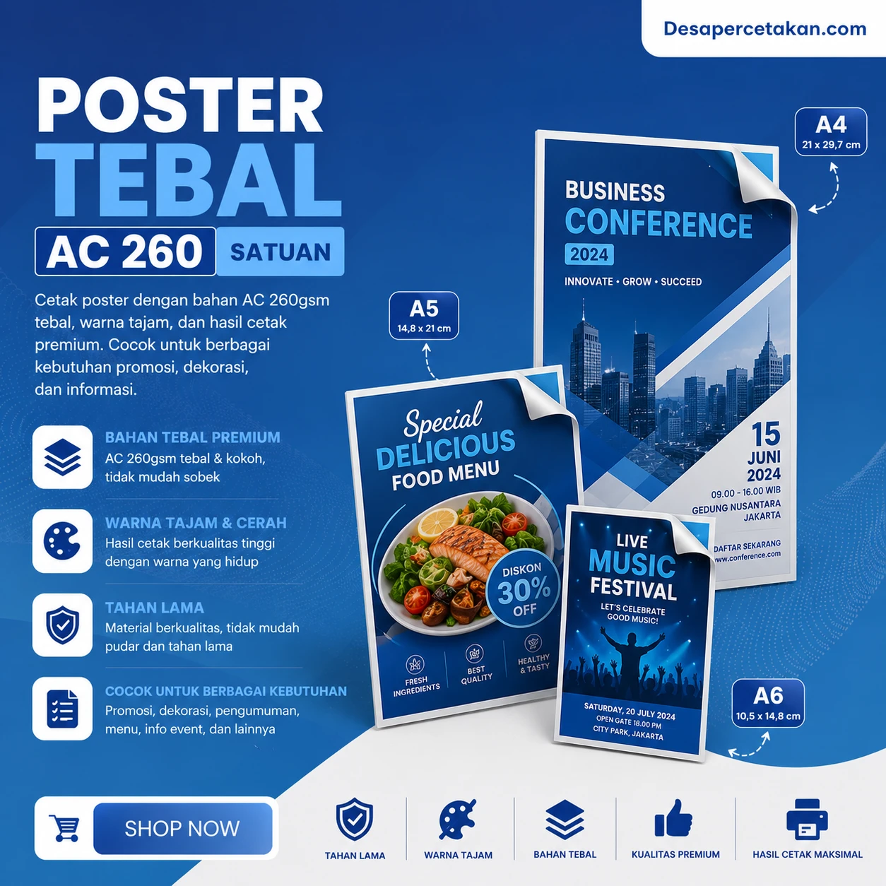 Poster Tebal Ac 260 Satuan Size A4, A5 Dan A6