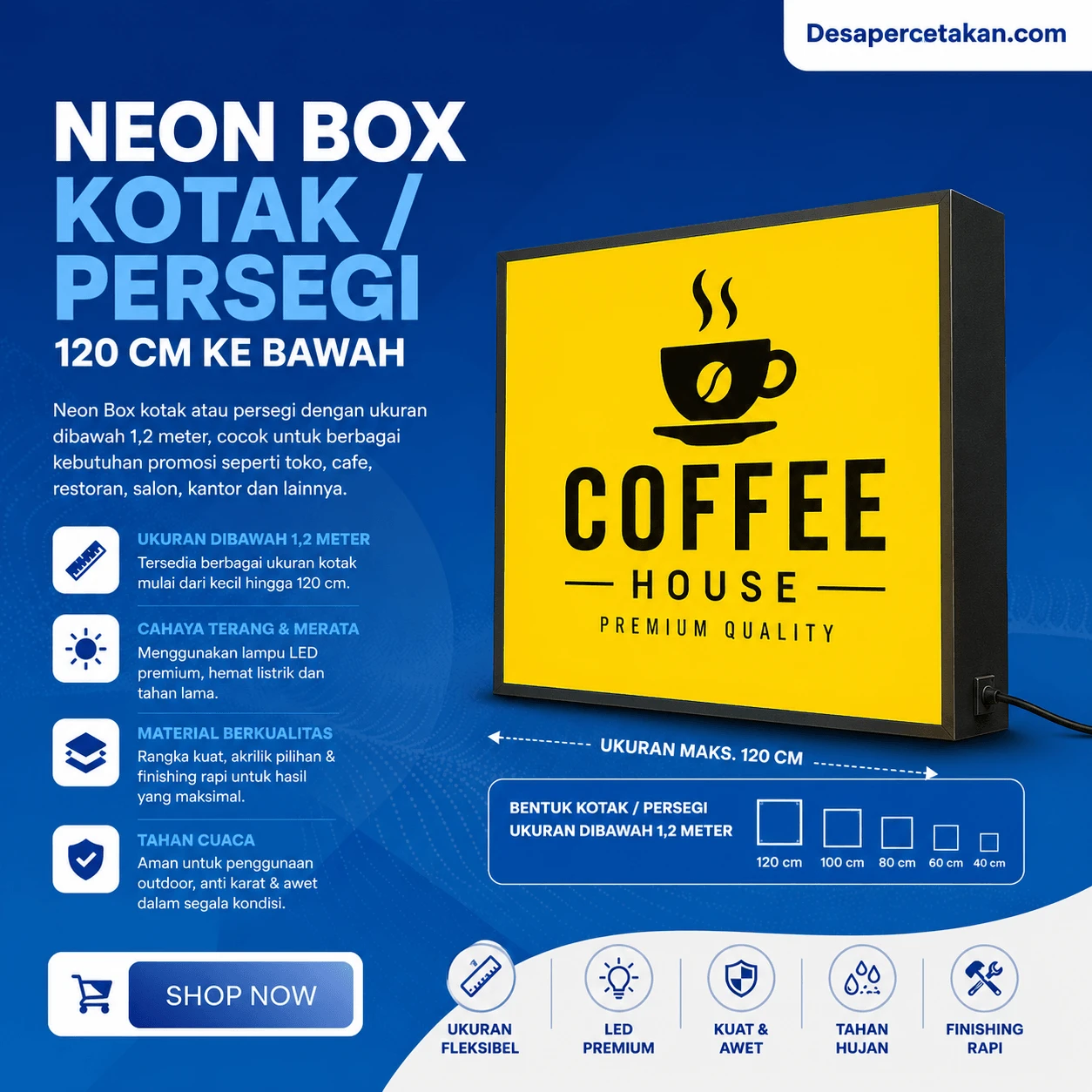 Neon Box Kotak / Persegi 120 Cm Ke bawah